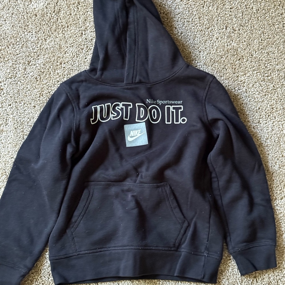 Nike Kids Black Hoodie with 'Just Do It' Logo